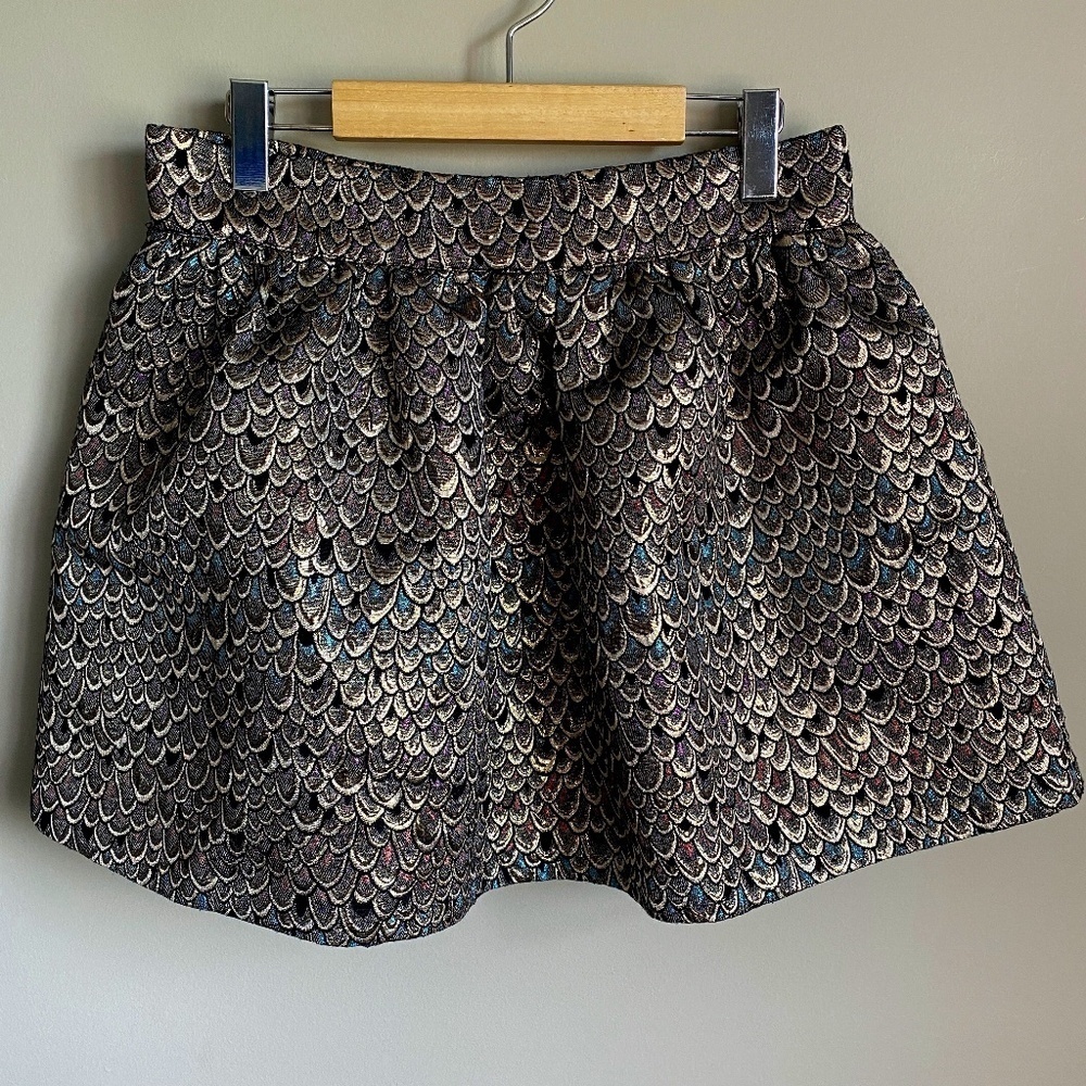 Buffalo David Bitton Women's Metallic Fish Scale Midi‎ Skirt Size Large Zipper